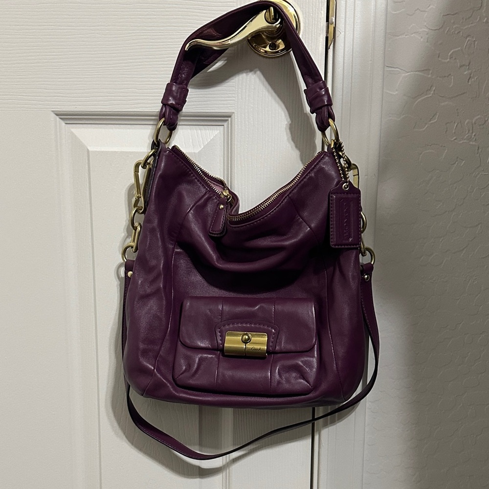 Coach Kristin Purple Leather Hobo Satchel - Picture 1 of 9